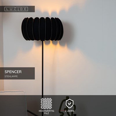 Lucide SPENCER - Stehlampe - Ø 40 cm - 1xE27 - Schwarz